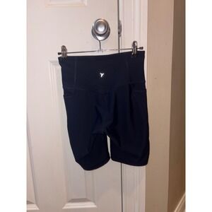 Old Navy Active PowerSoft High Waisted Biker Shorts Navy Blue Small Side Pockets